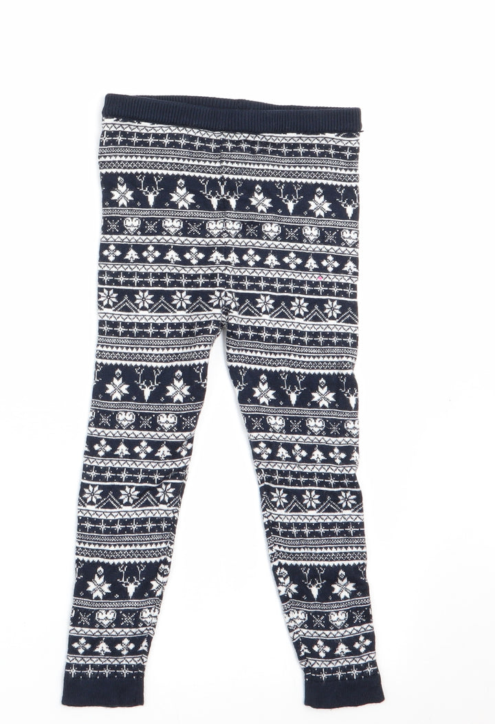 Lupilu Girls Blue Striped Jogger Leggings Size 12-18 Months - Christmas Print Knitted