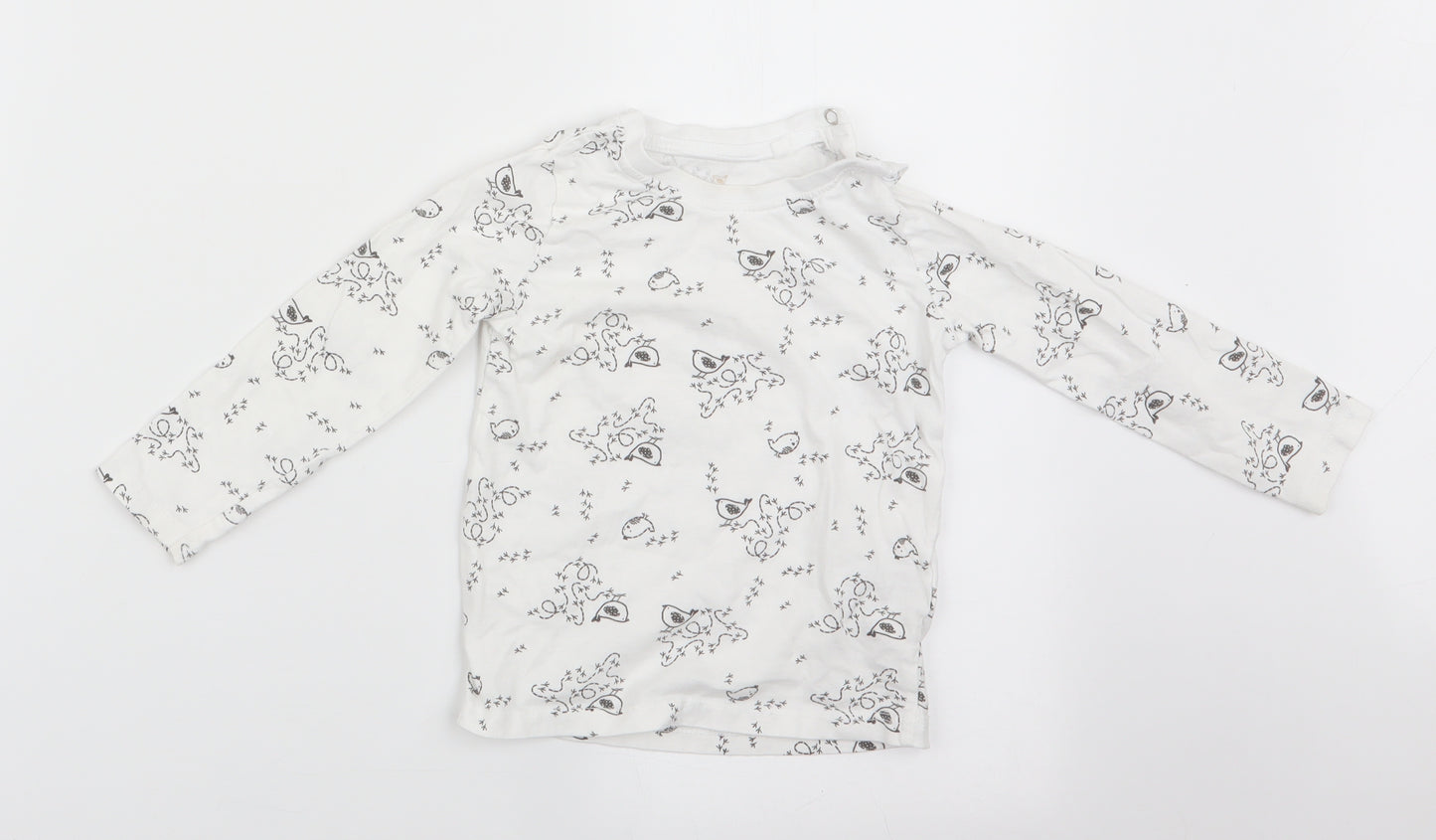 Lupilu Baby White Animal Print  Basic Casual Size 12-18 Months  - Bird print
