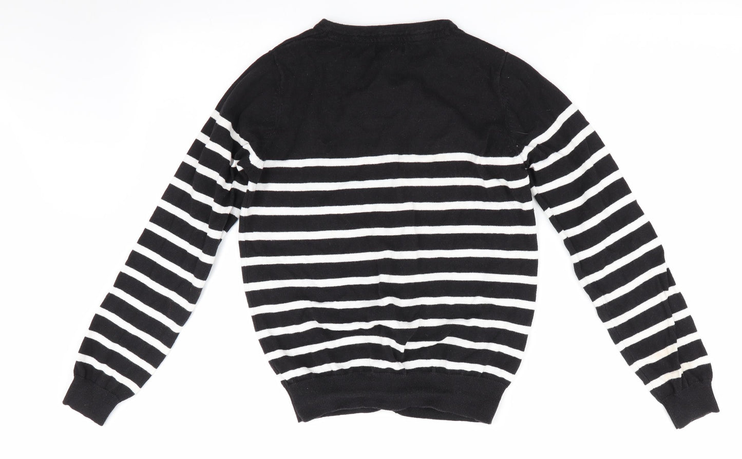 PEP & CO Womens Black Striped  Cardigan Jumper Size 8