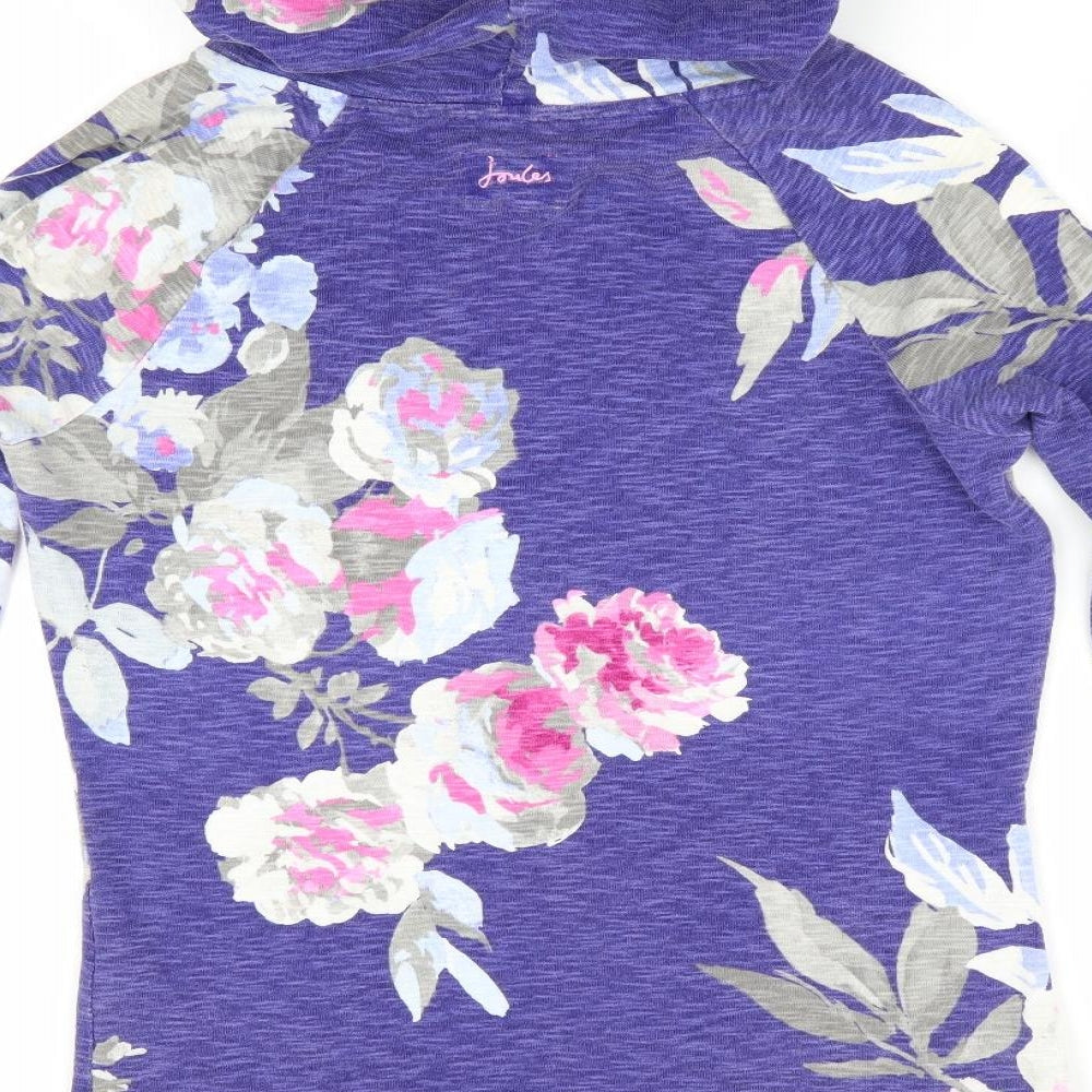 Joules Womens Purple Floral  Pullover Hoodie Size 10