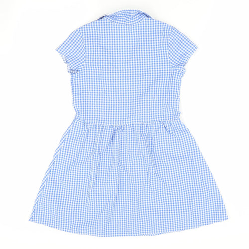 Morrisons Girls Blue Check  A-Line  Size 7-8 Years  - School Dress