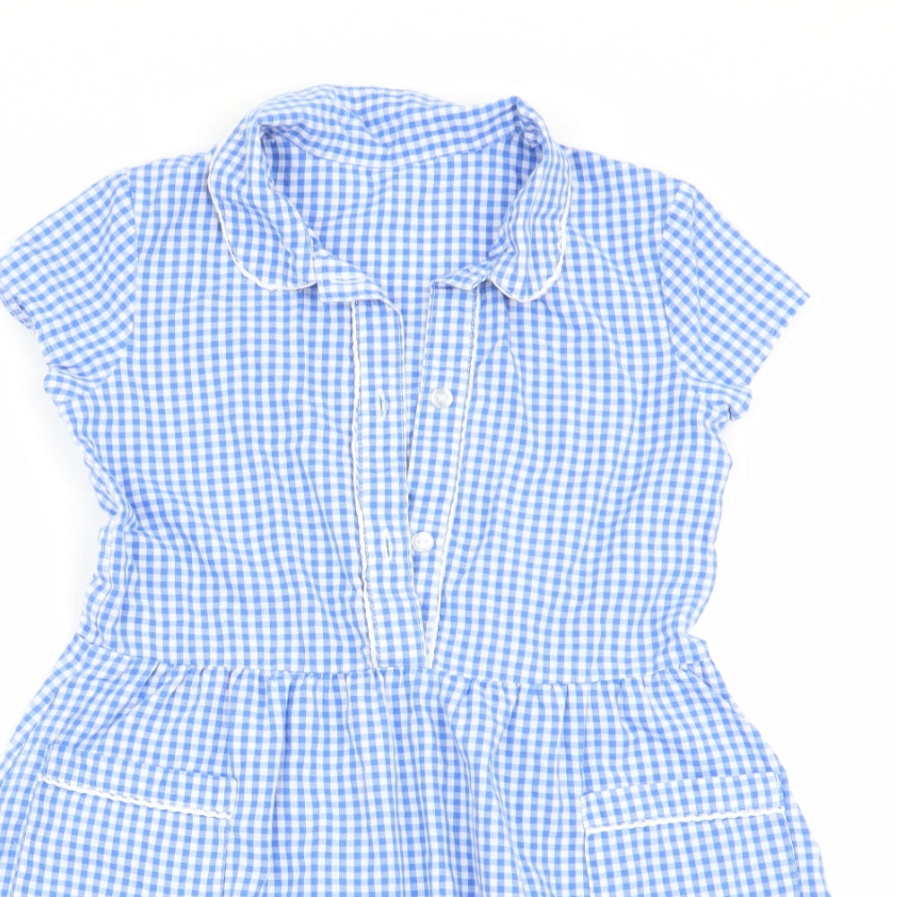 Morrisons Girls Blue Check  A-Line  Size 7-8 Years  - School Dress