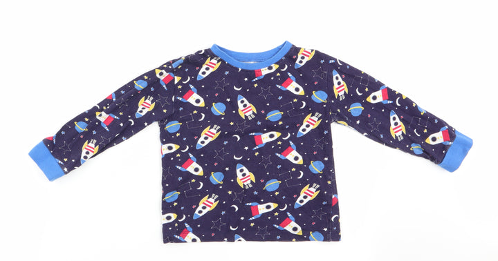 B&M Boys Blue Solid   Pyjama Top Size 3-4 Years  - Spaceships