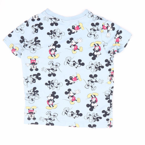 Disney Boys Blue Animal Print  Basic T-Shirt Size 4-5 Years  - Mickey  Mouse Print