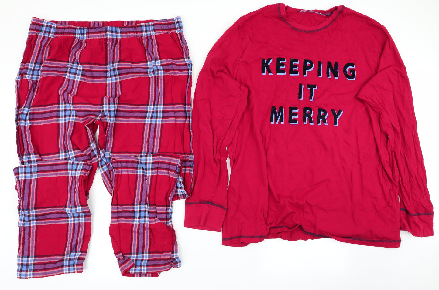 George Mens Red Check   Pyjama Set Size 2XL  - Keeping it Merry