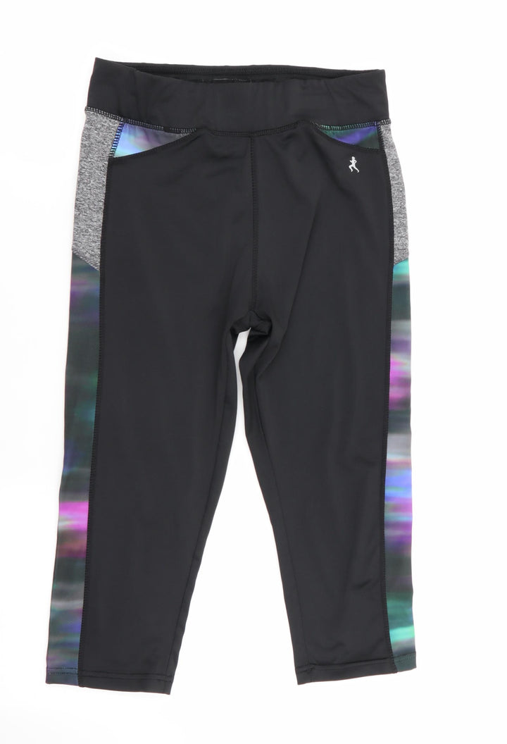 Workout Womens Black Colourblock Cropped Leggings Size 10 L17 in