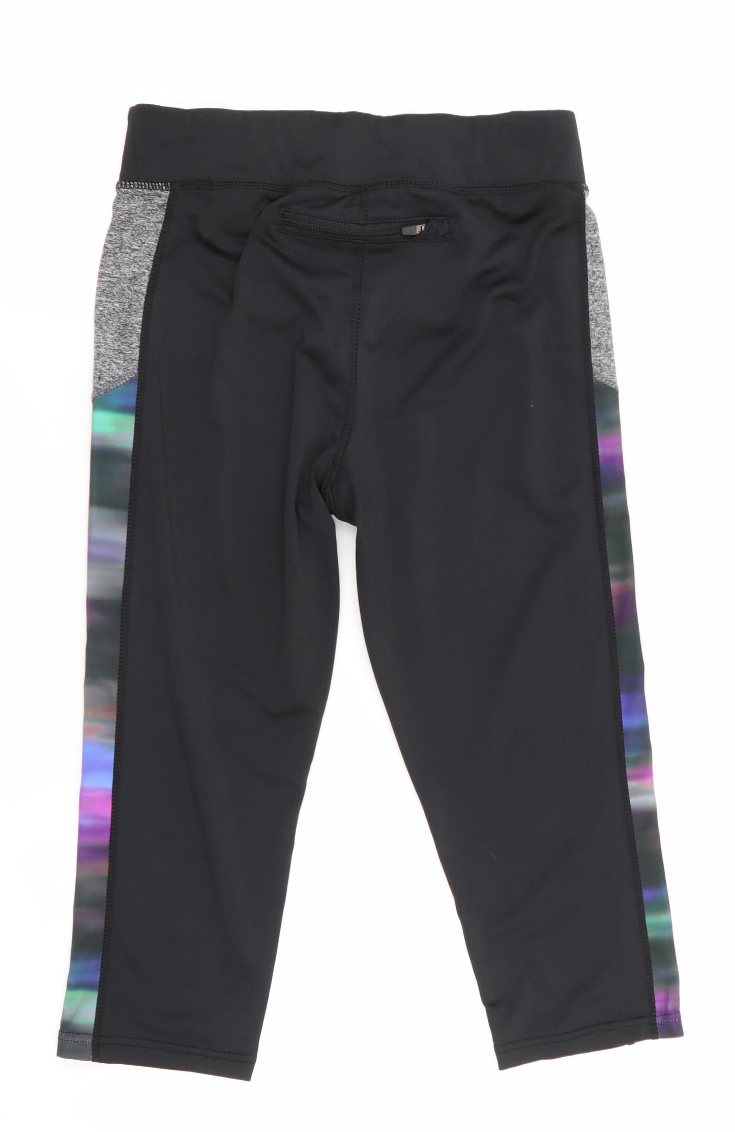 Workout Womens Black Colourblock  Cropped Leggings Size 10 L17 in