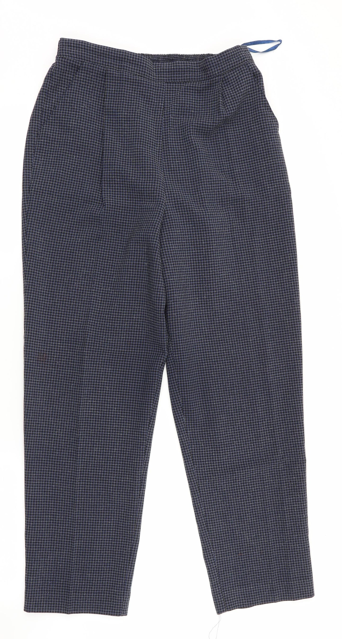 Classic Womens Blue Check  Trousers  Size 12 L27 in - elasticated back