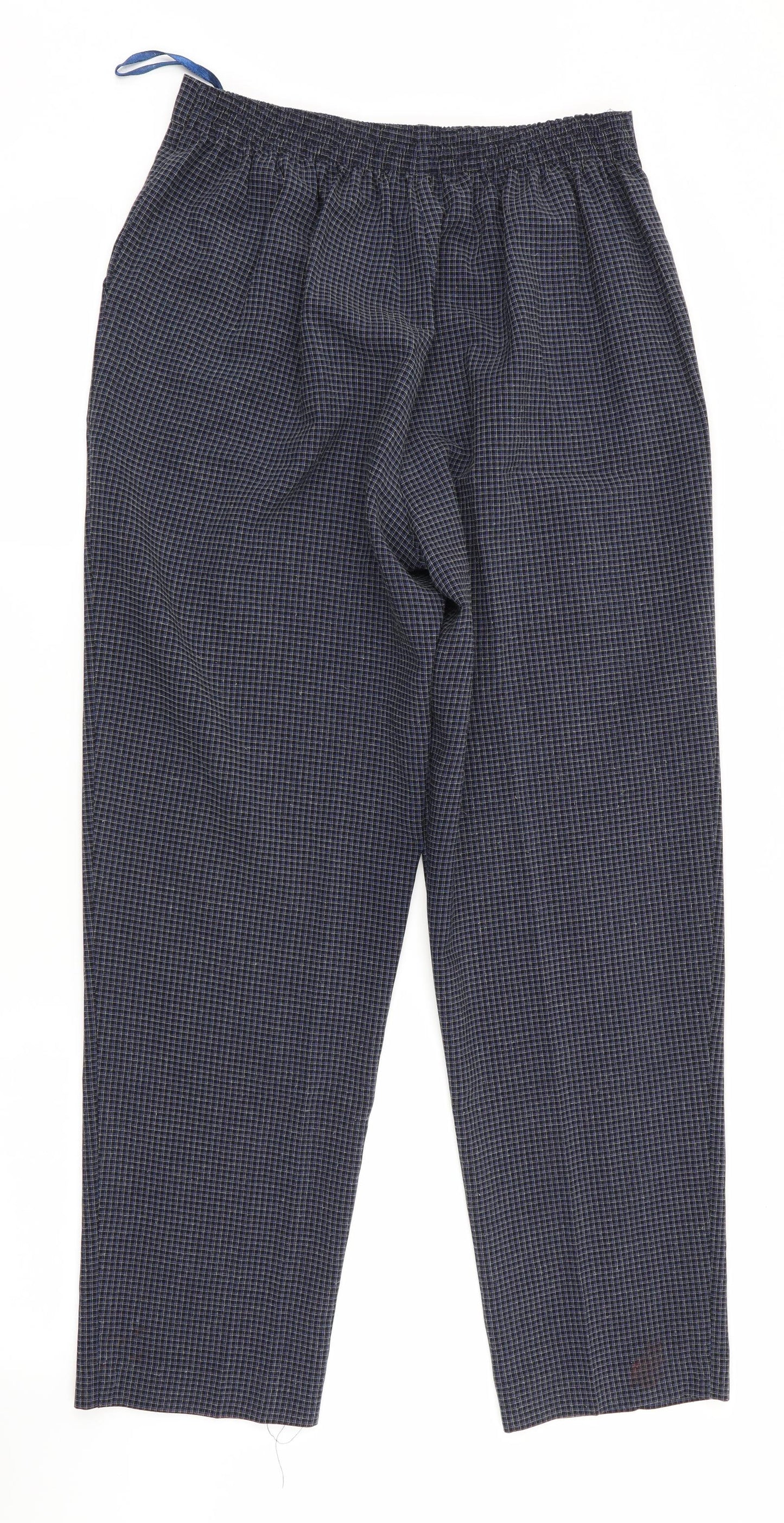 Classic Womens Blue Check  Trousers  Size 12 L27 in - elasticated back