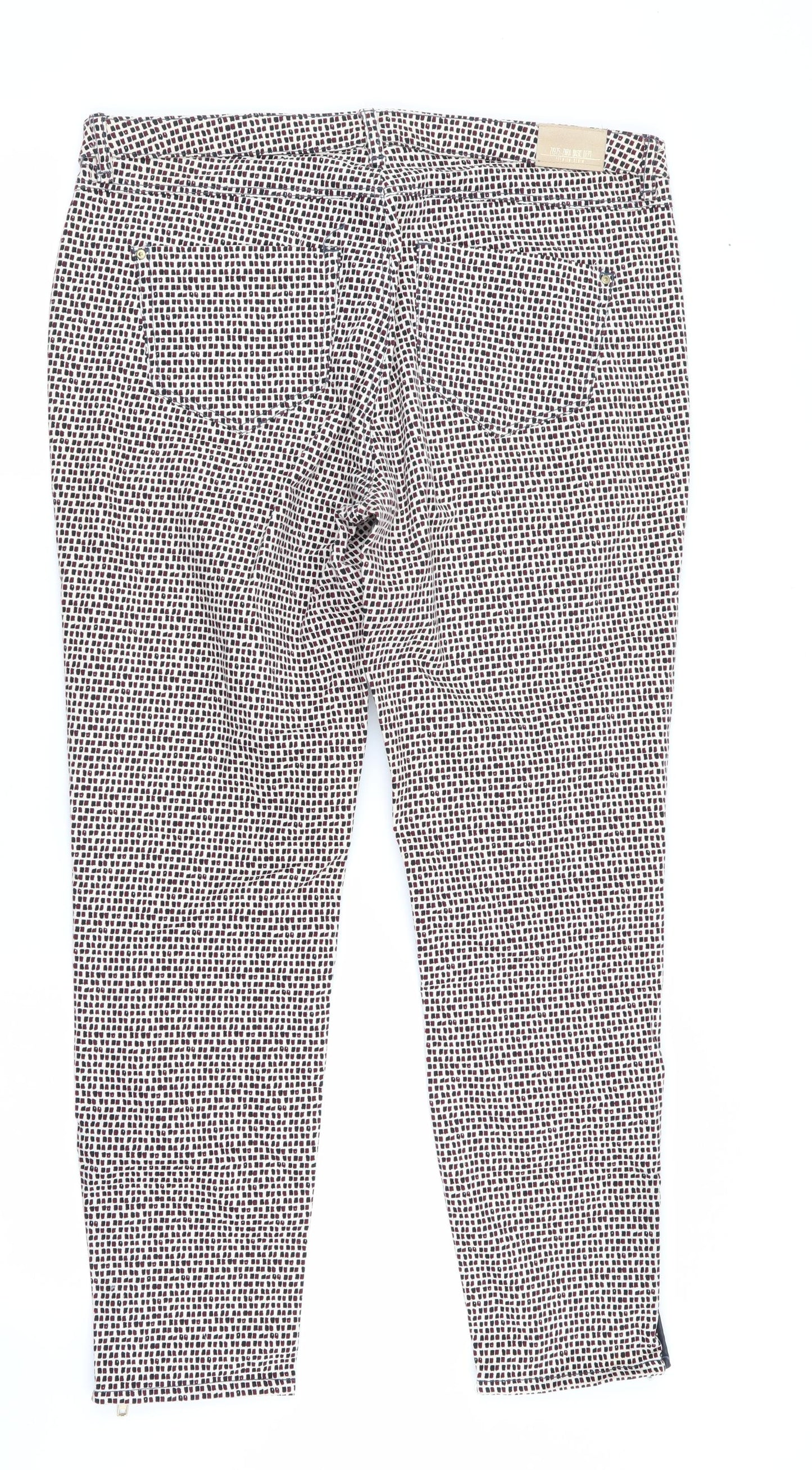 Zara Womens Brown Houndstooth  Capri Trousers Size 12 L26 in