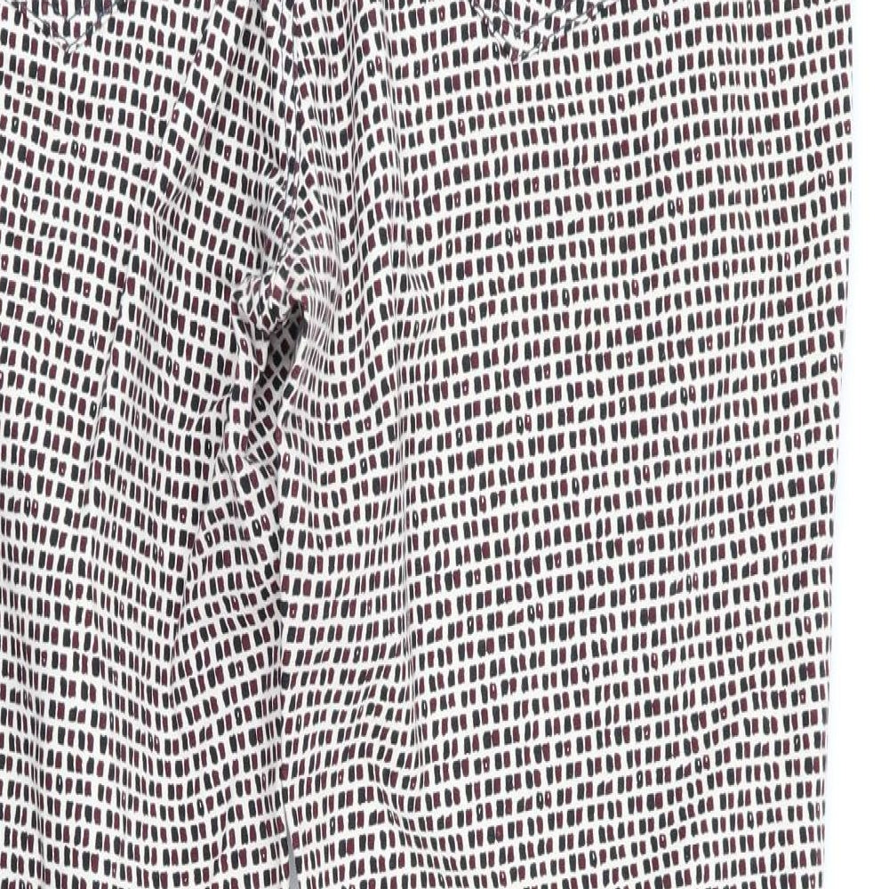Zara Womens Brown Houndstooth  Capri Trousers Size 12 L26 in