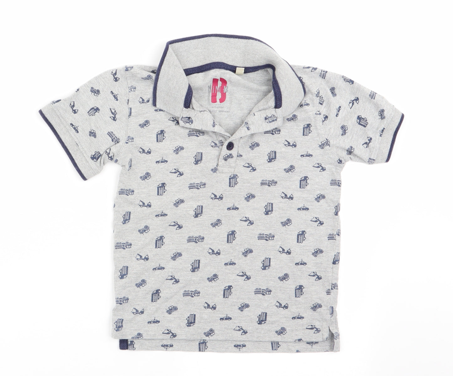 Mini B Boys Grey   Basic Polo Size 4-5 Years  - automobiles