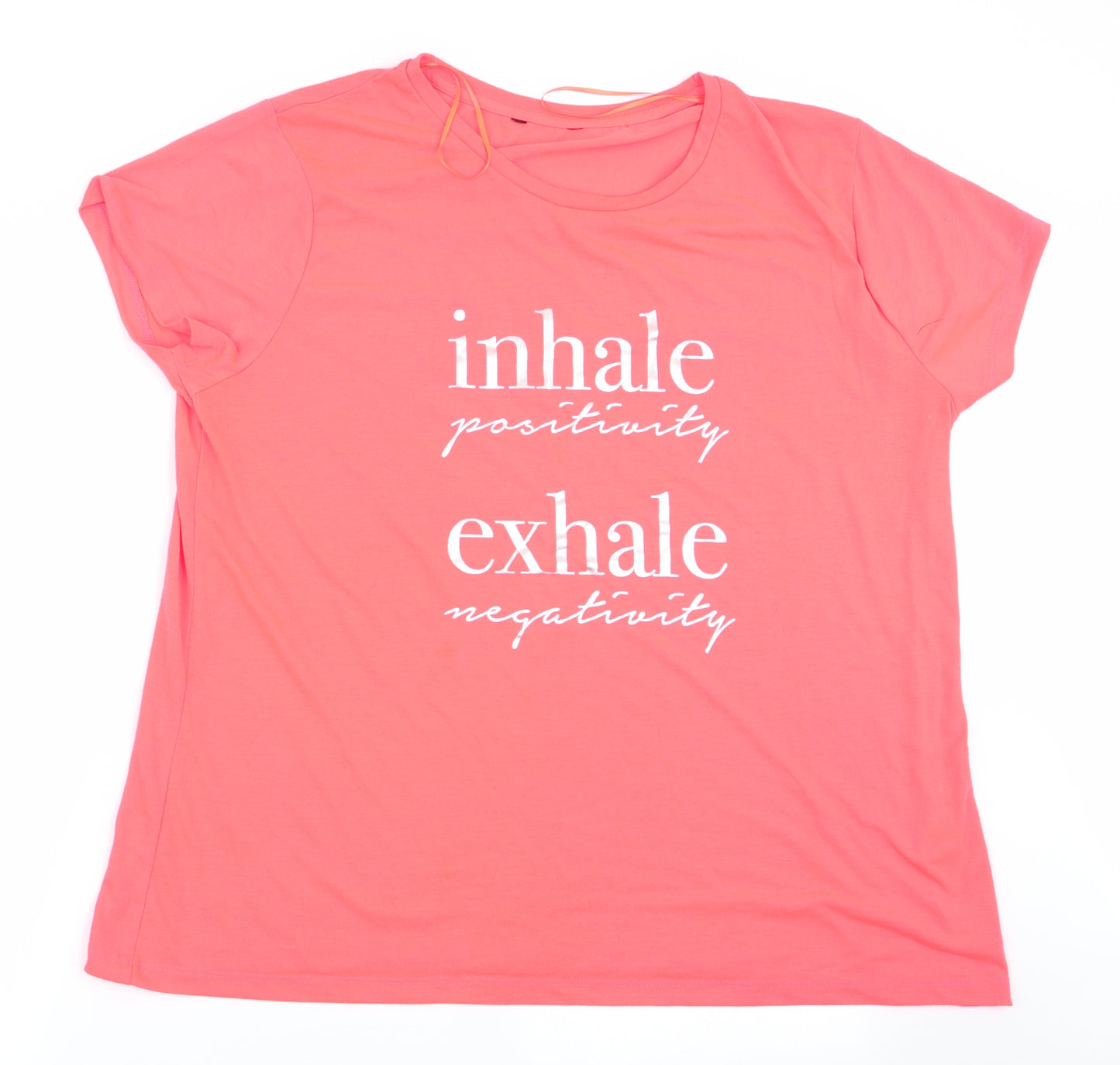 Peacocks Womens Orange   Basic T-Shirt Size 20  - Inhale Positivity Exhale Negativity