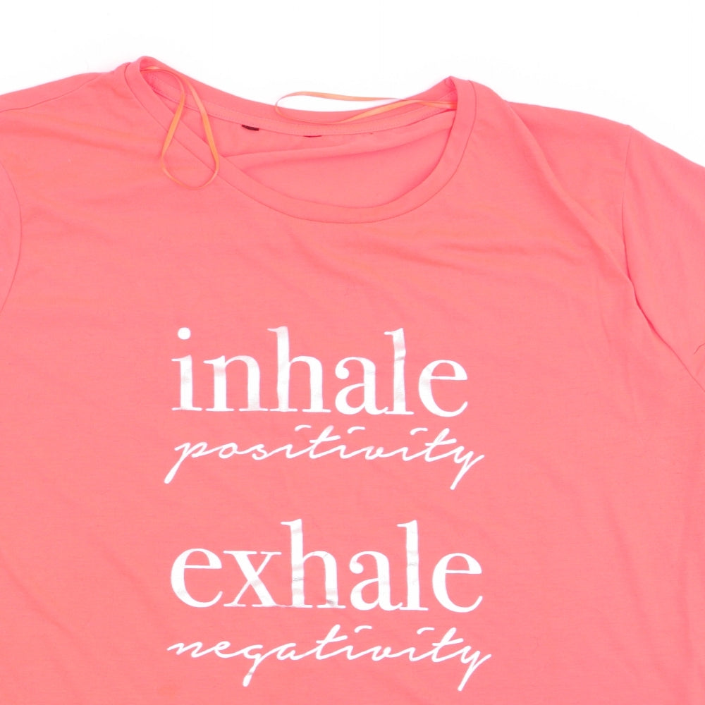 Peacocks Womens Orange   Basic T-Shirt Size 20  - Inhale Positivity Exhale Negativity
