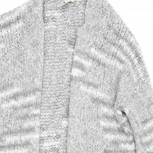 Papaya Womens Grey Striped  Cardigan Jumper Size M  - Longline Cardigan