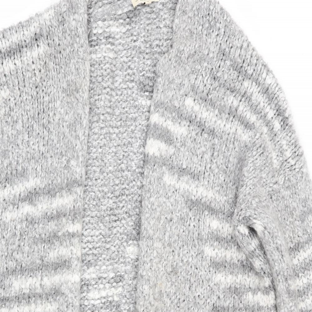 Papaya Womens Grey Striped  Cardigan Jumper Size M  - Longline Cardigan
