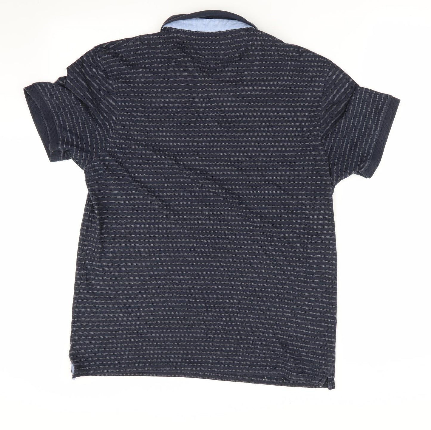 Zara Man Mens Blue Striped   Polo Size XL