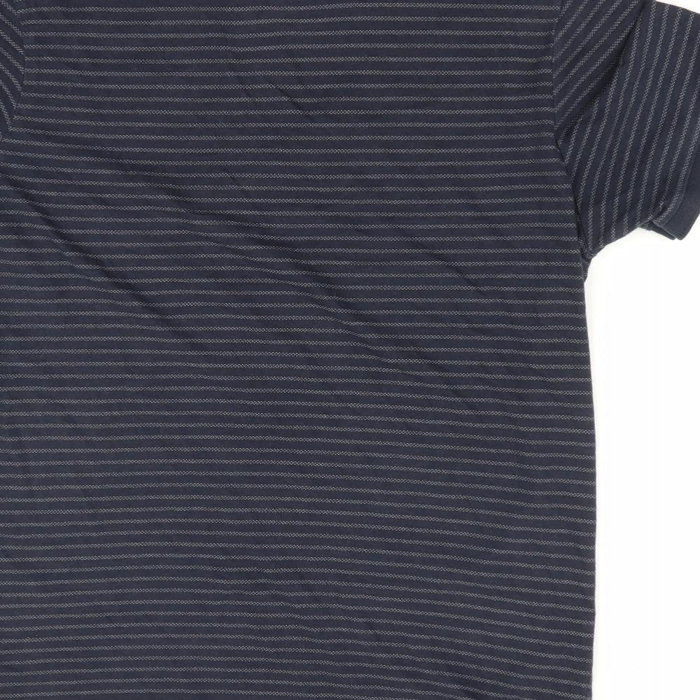 Zara Man Mens Blue Striped   Polo Size XL