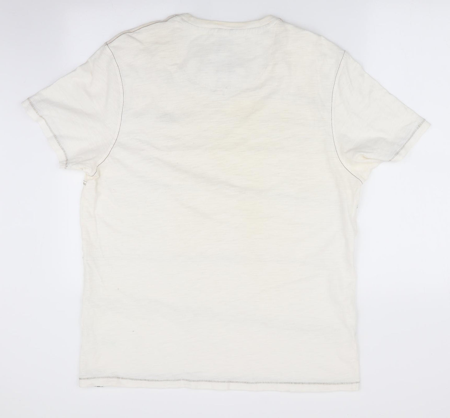 John Rocha Mens Ivory Striped   T-Shirt Size L