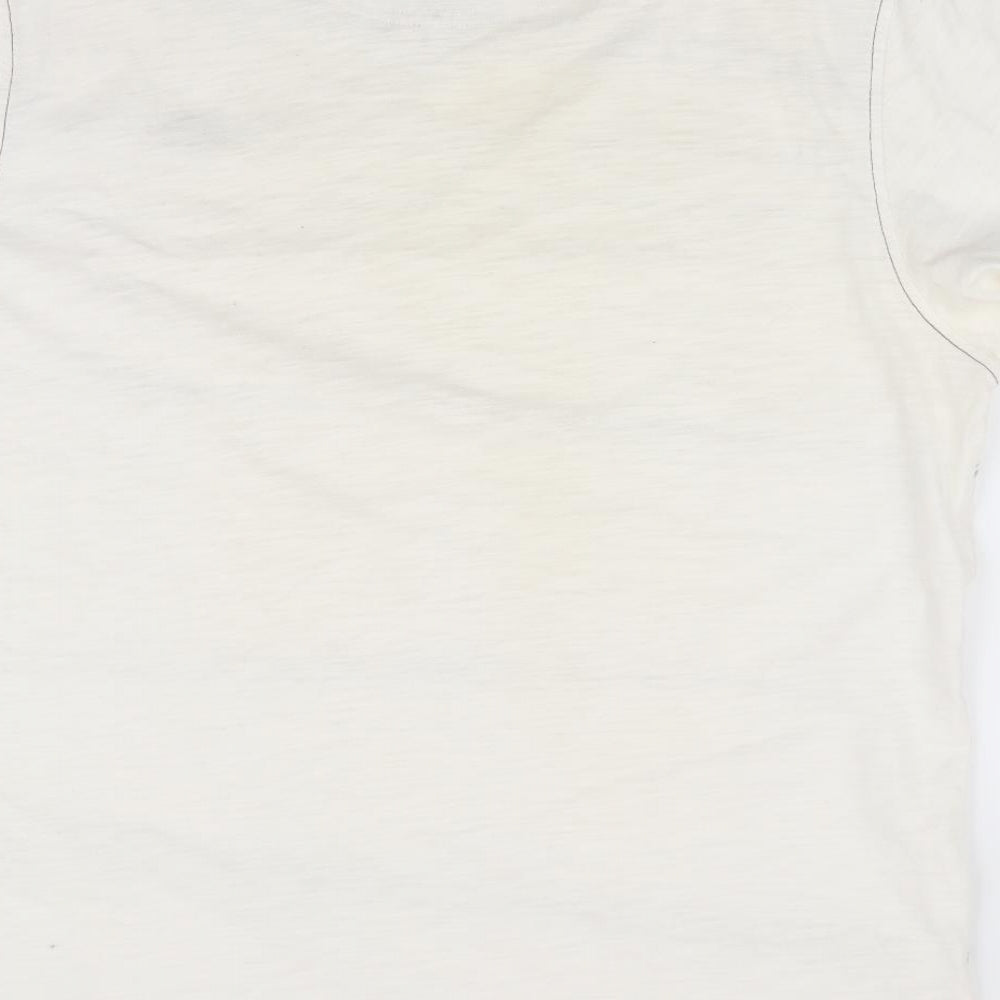 John Rocha Mens Ivory Striped   T-Shirt Size L