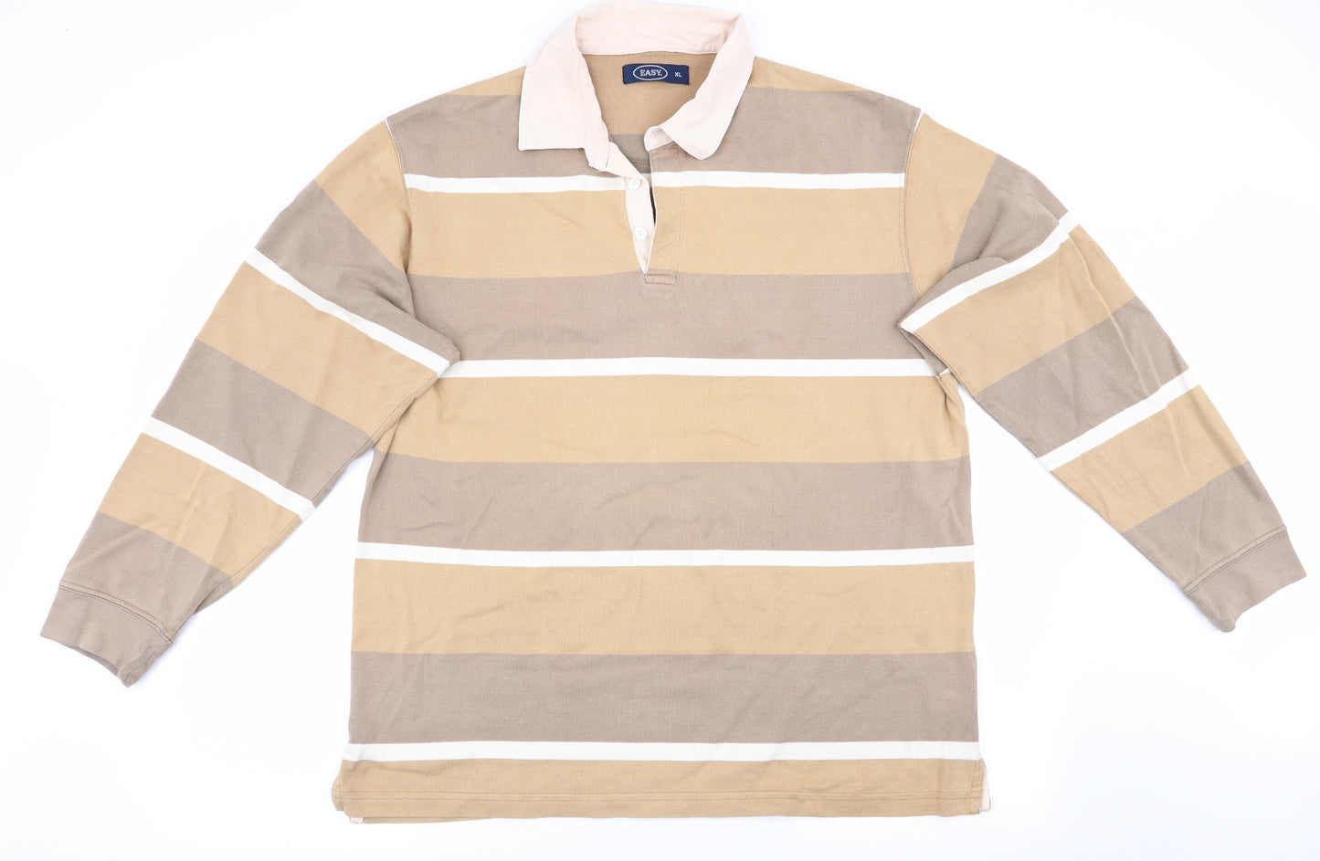 Easy Mens Beige Striped   Polo Size XL