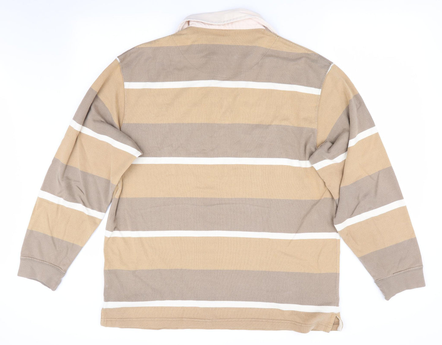 Easy Mens Beige Striped   Polo Size XL