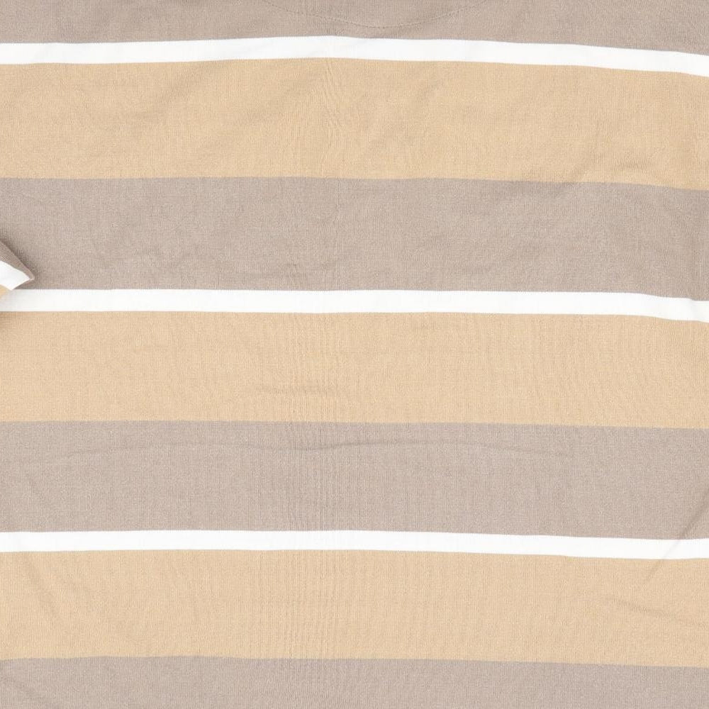 Easy Mens Beige Striped   Polo Size XL
