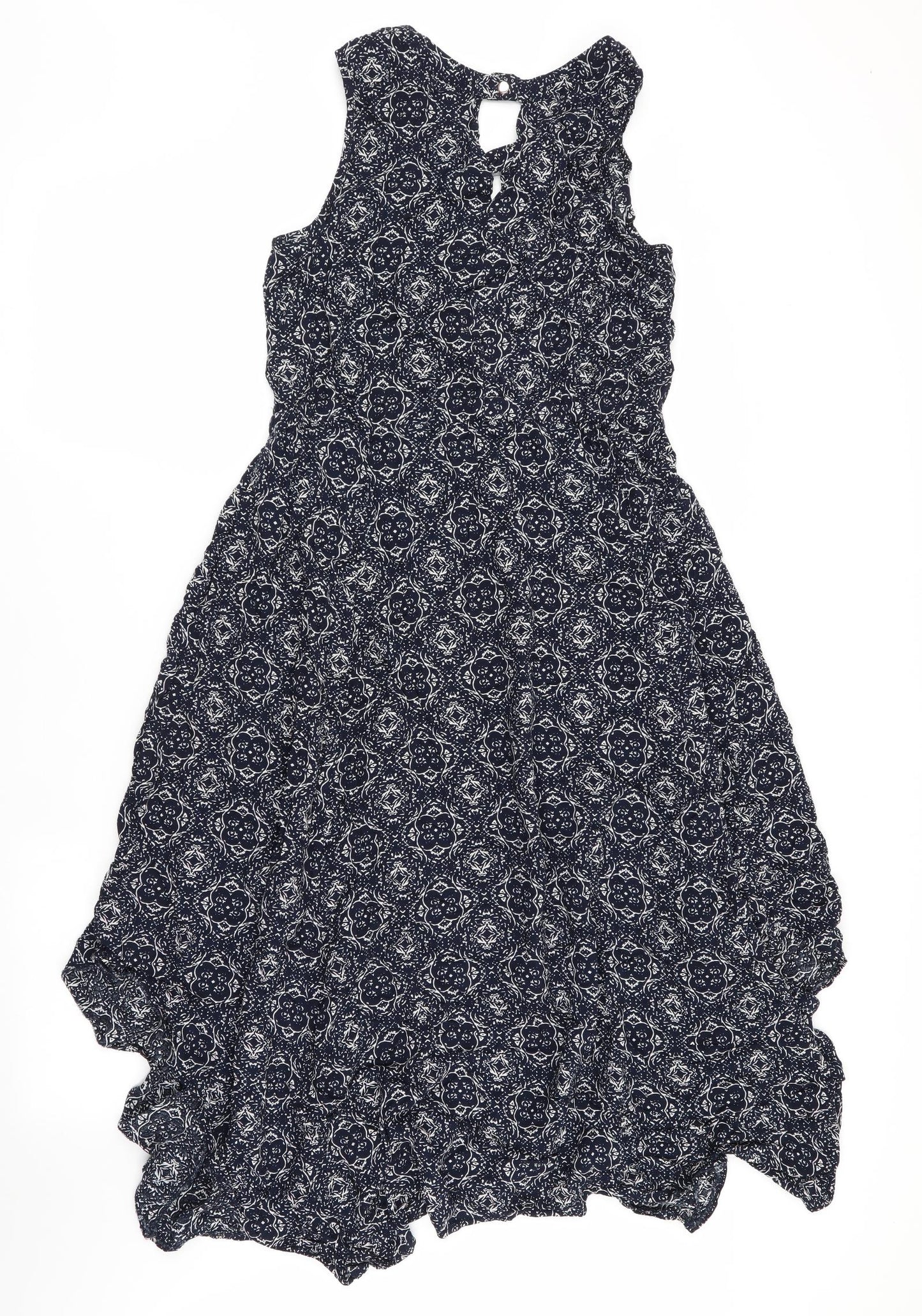 Apricot Womens Blue Floral  Fit & Flare  Size 14  - Hankerchief Hem Dress