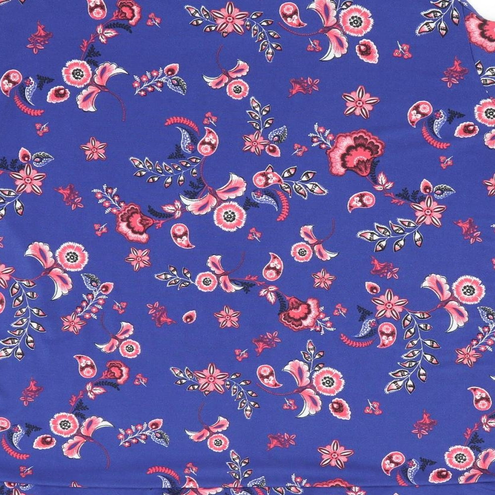 George Womens Blue Floral  Tunic Blouse Size 12  - Cut out shoulders