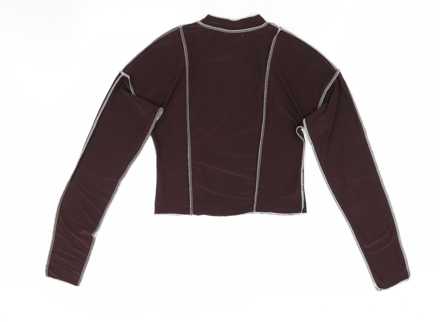 PRETTYLITTLETHING Womens Brown   Basic Blouse Size 10  - External seams