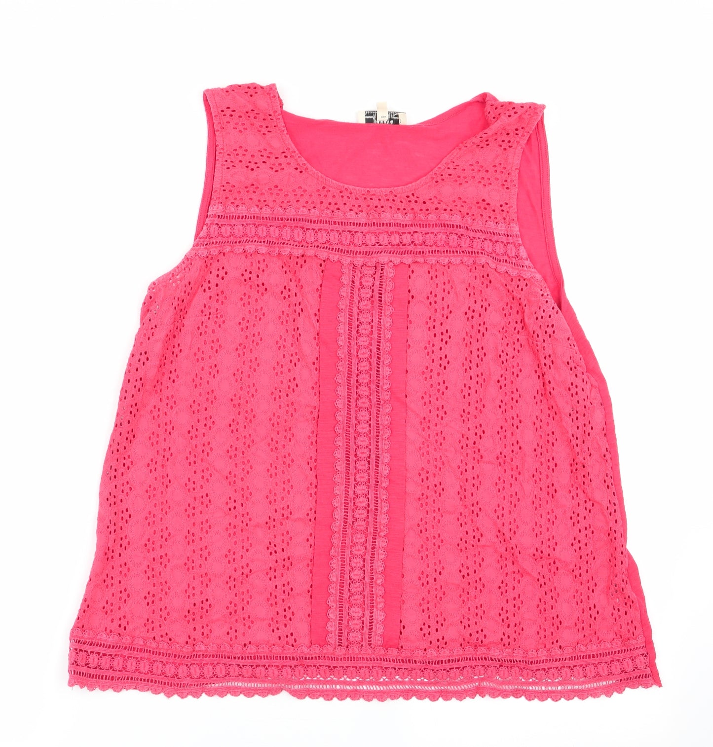 Papaya Womens Pink Floral  Basic Tank Size 14  - front lace detail