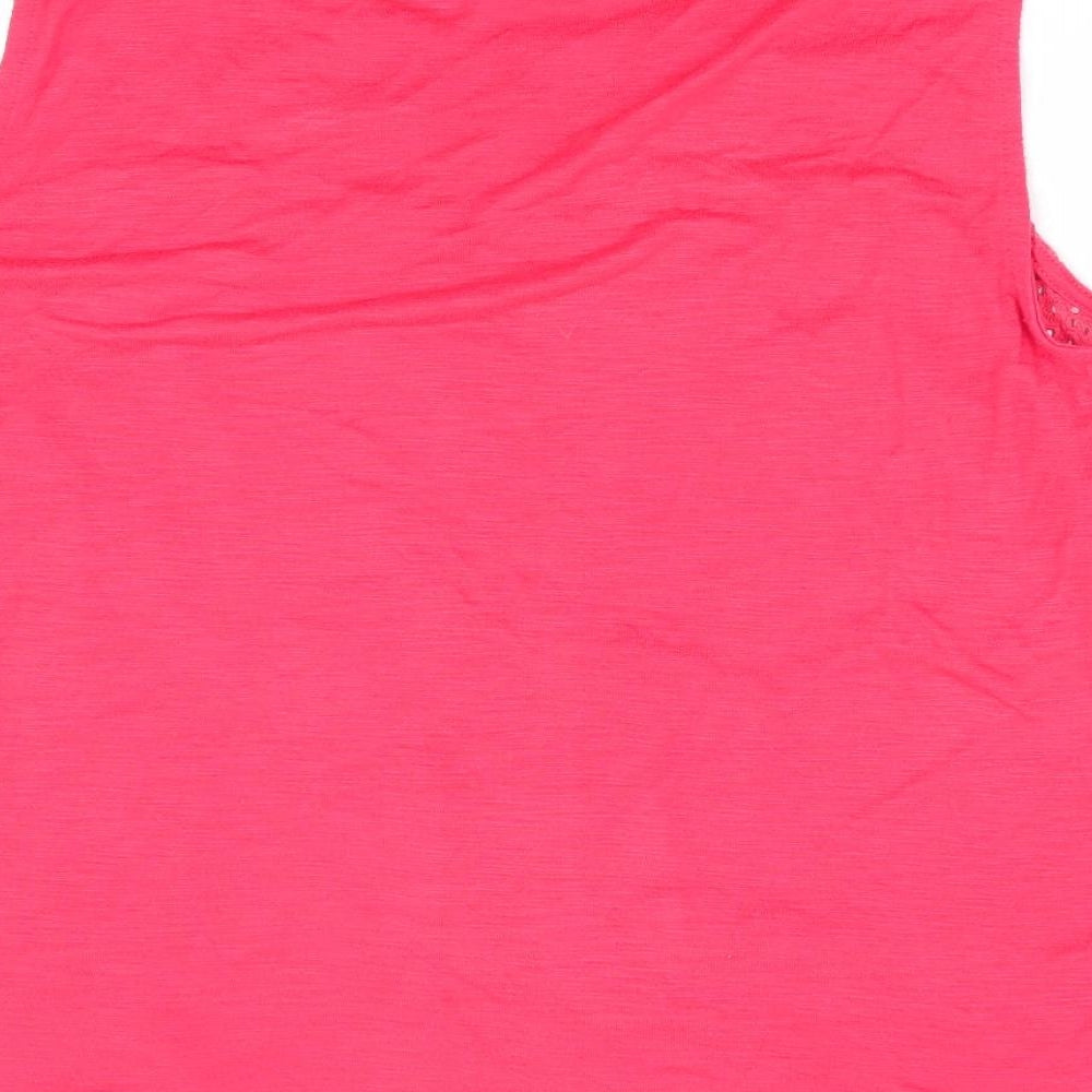 Papaya Womens Pink Floral  Basic Tank Size 14  - front lace detail