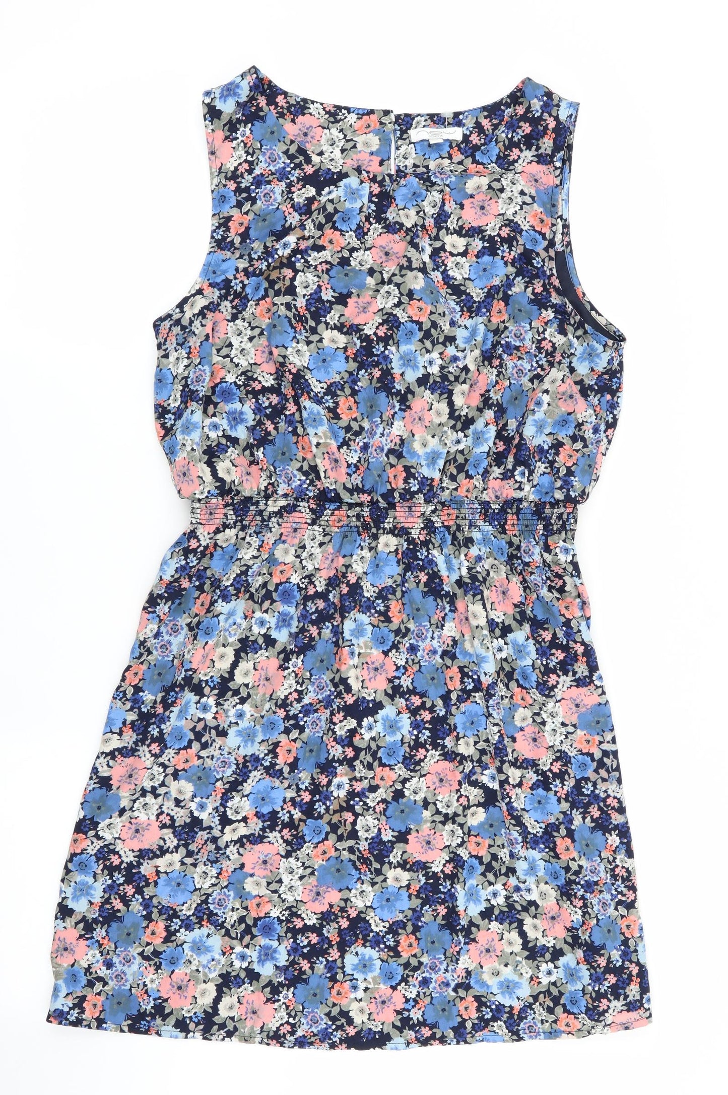 New Look Womens Blue Floral  Shift  Size 14  - Elasticated waist