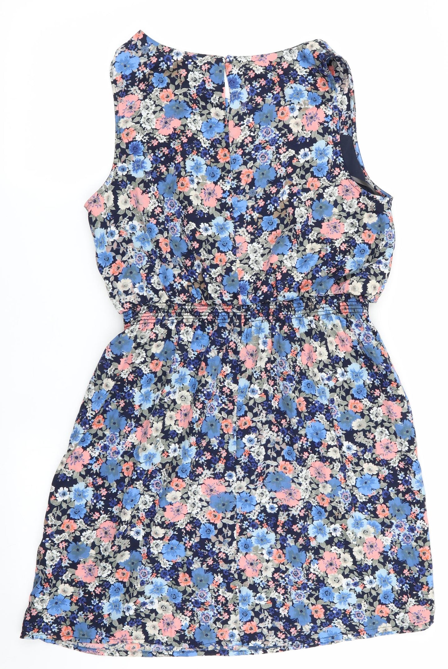 New Look Womens Blue Floral  Shift  Size 14  - Elasticated waist