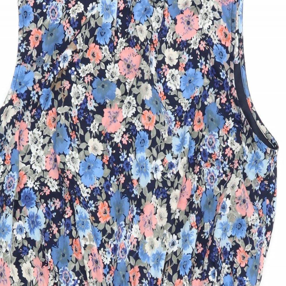 New Look Womens Blue Floral  Shift  Size 14  - Elasticated waist
