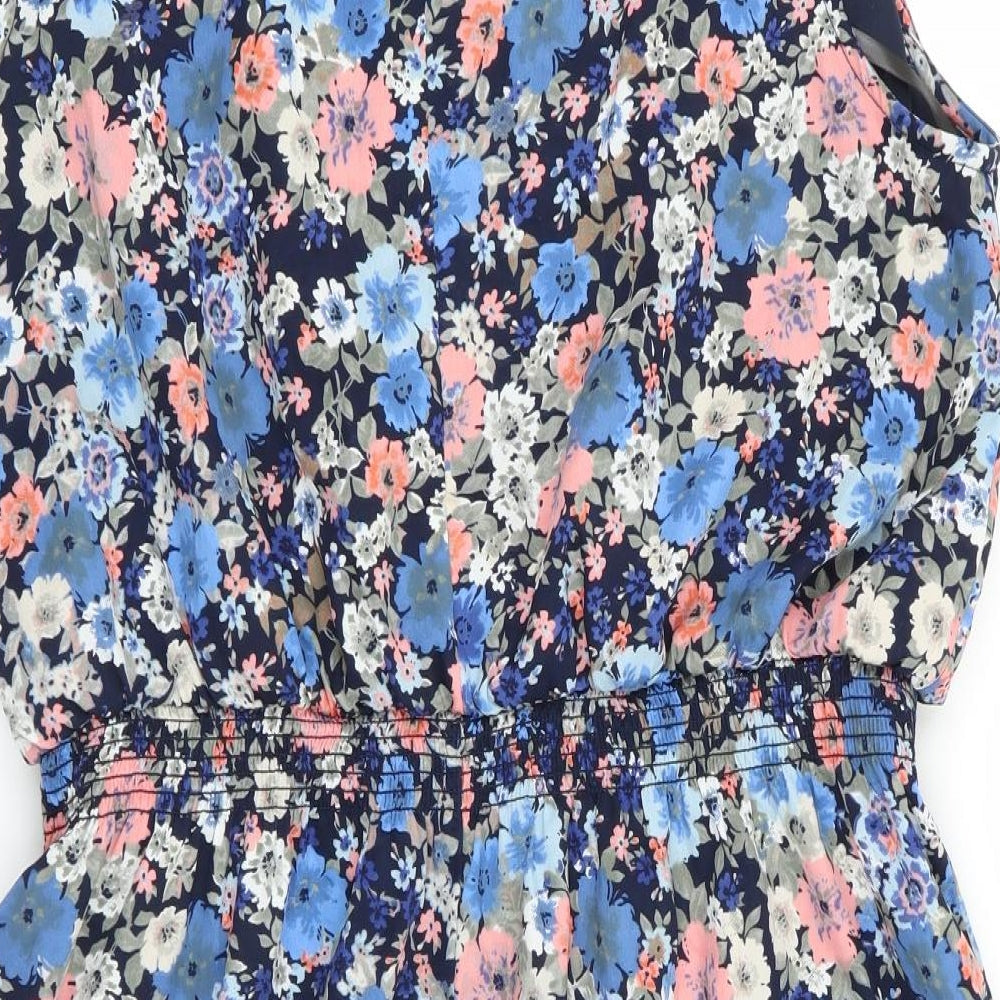 New Look Womens Blue Floral  Shift  Size 14  - Elasticated waist