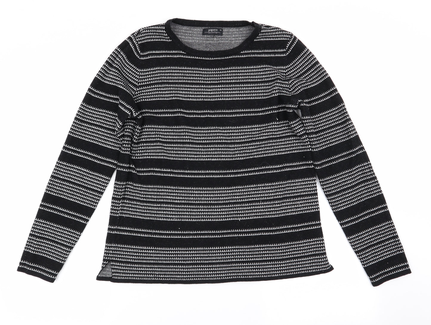 Papaya Womens Black Striped  Pullover Jumper Size 14
