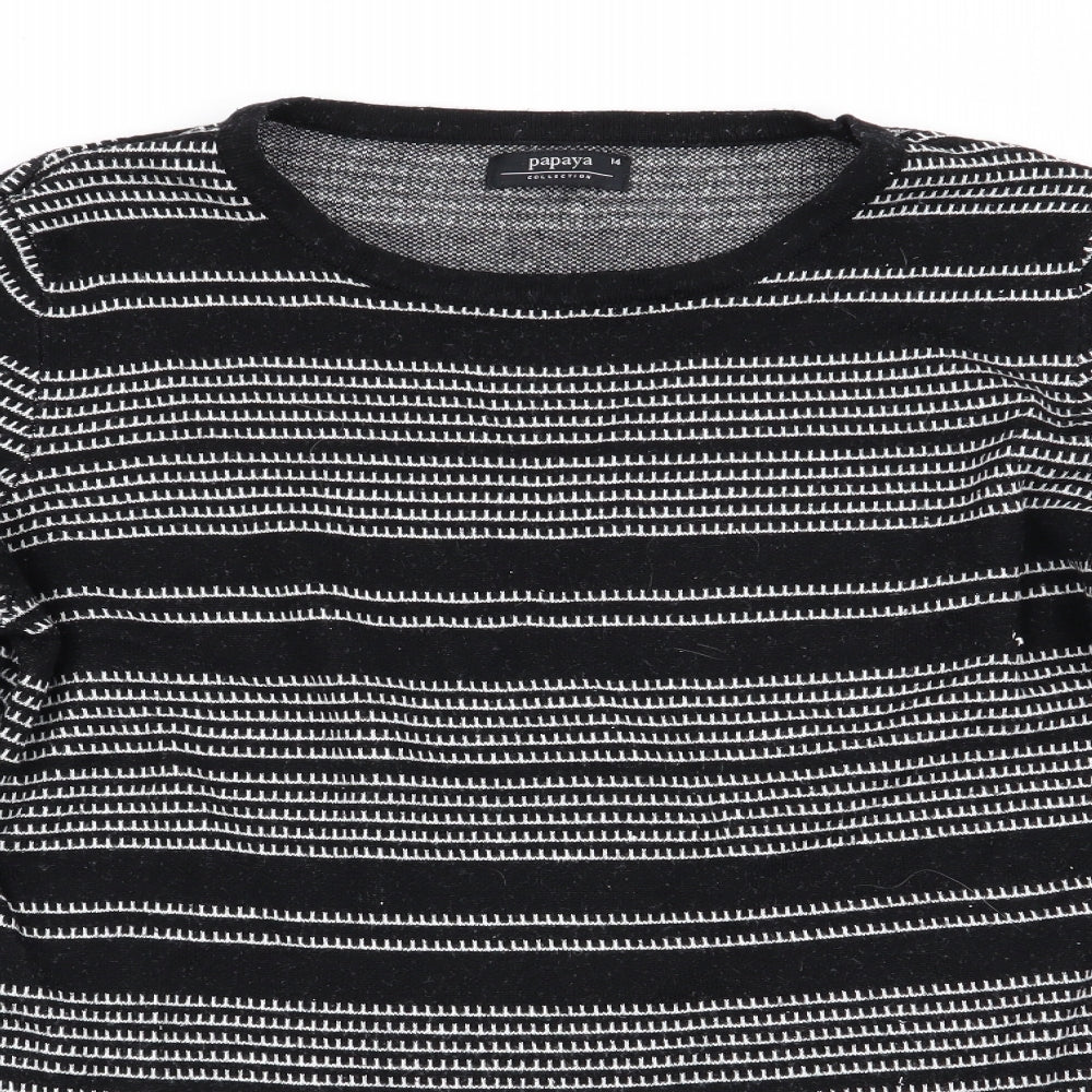 Papaya Womens Black Striped  Pullover Jumper Size 14
