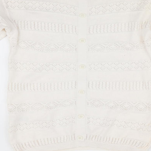 George Girls Ivory Striped  Pullover Jumper Size 10-11 Years  - Crochet style detail