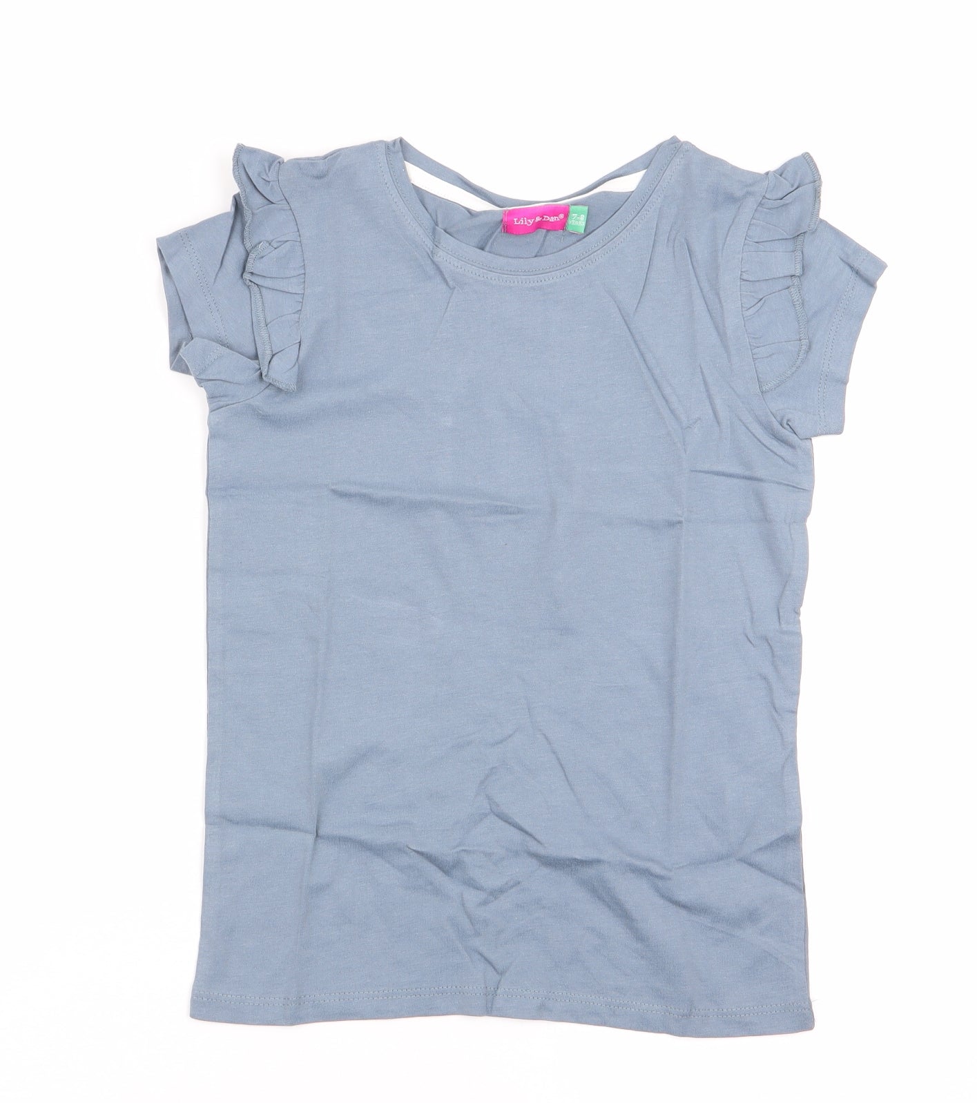 Lilly & Dan Girls Blue   Basic T-Shirt Size 7-8 Years