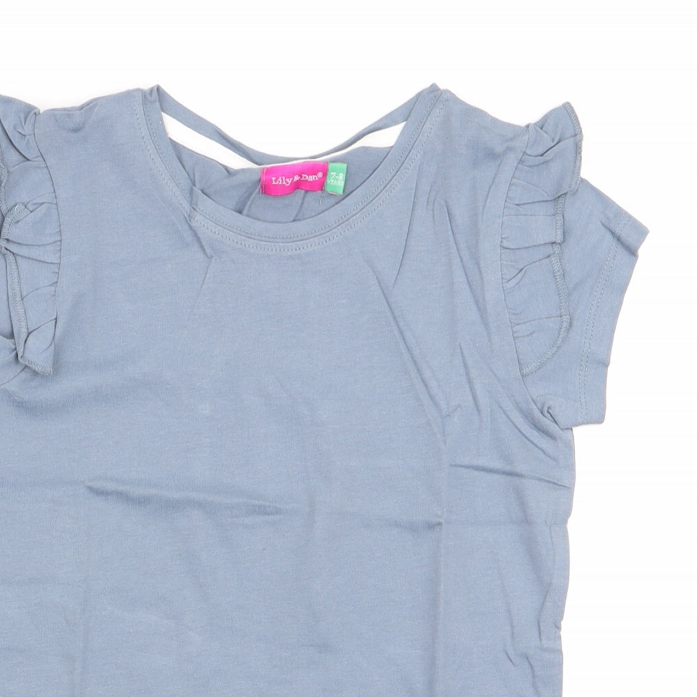 Lilly & Dan Girls Blue   Basic T-Shirt Size 7-8 Years