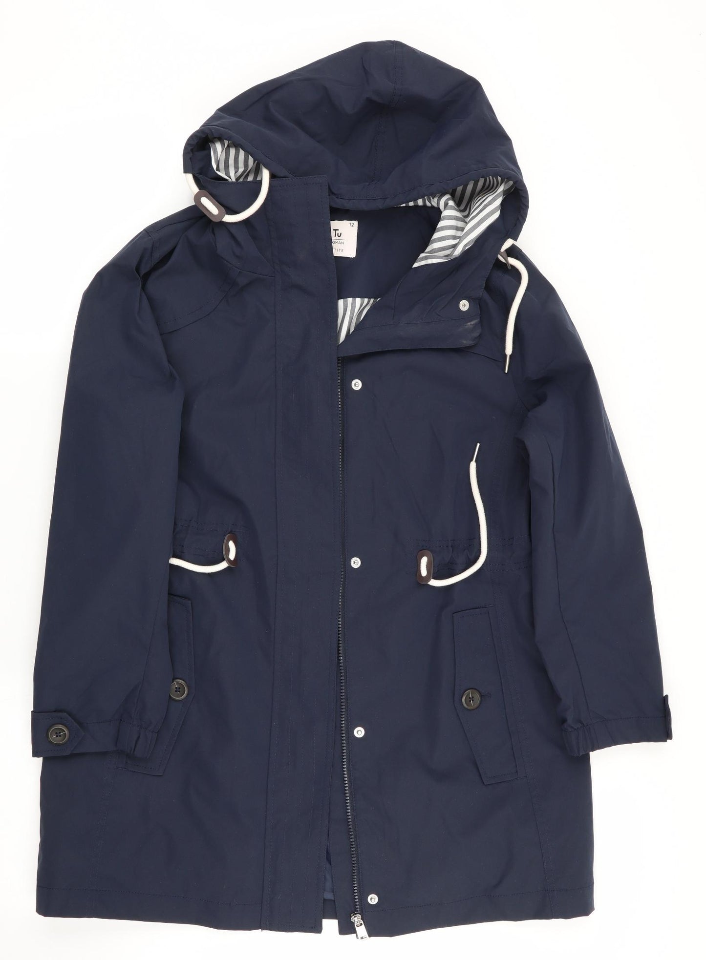 TU Womens Blue   Parka Coat Size 12