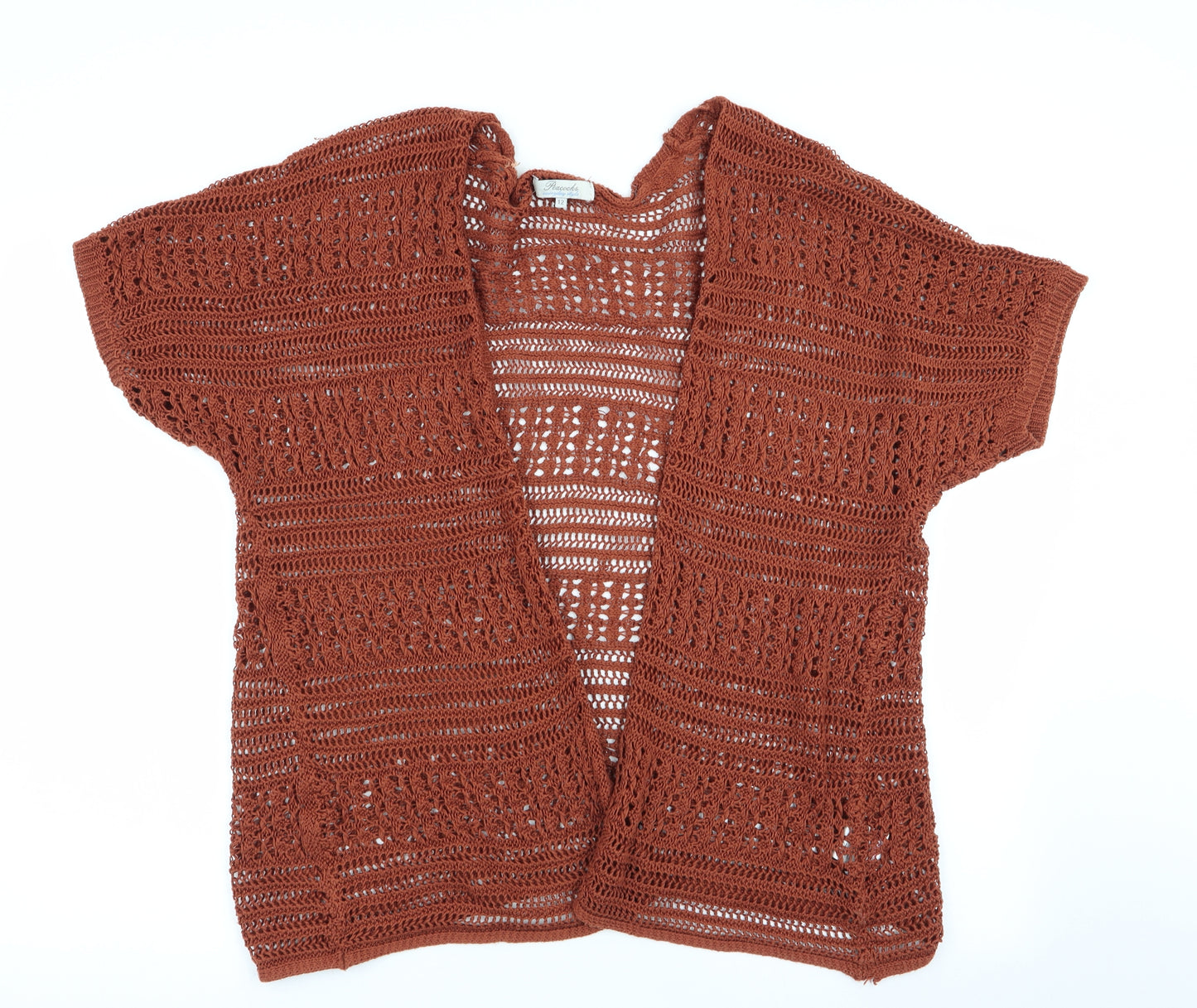 Peacock Womens Brown   Cardigan Jumper Size 12  - open knit