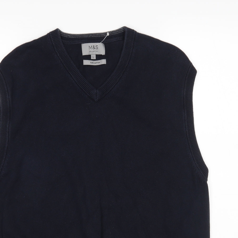 M&S Mens Blue   Vest Jumper Size L