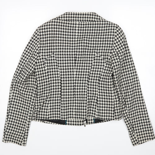 NEXT Womens Multicoloured Houndstooth  Biker Jacket Size 12