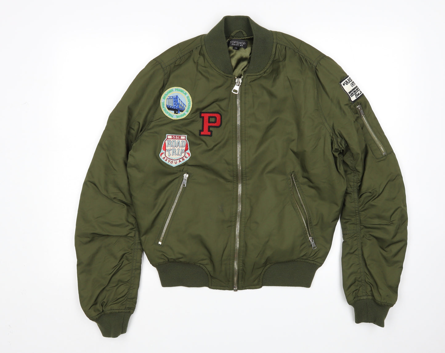 Topshop Womens Green   Bomber Jacket Jacket Size 10