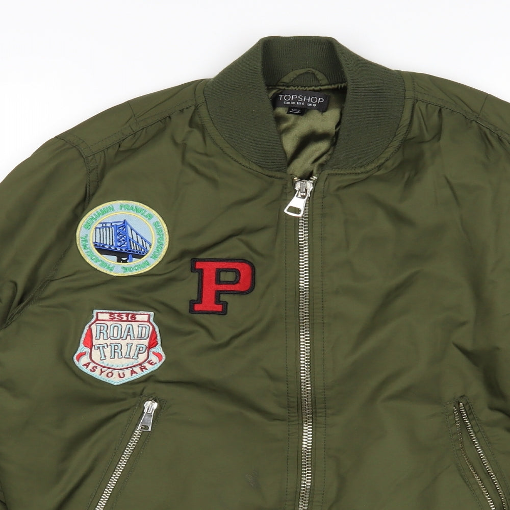 Topshop Womens Green   Bomber Jacket Jacket Size 10