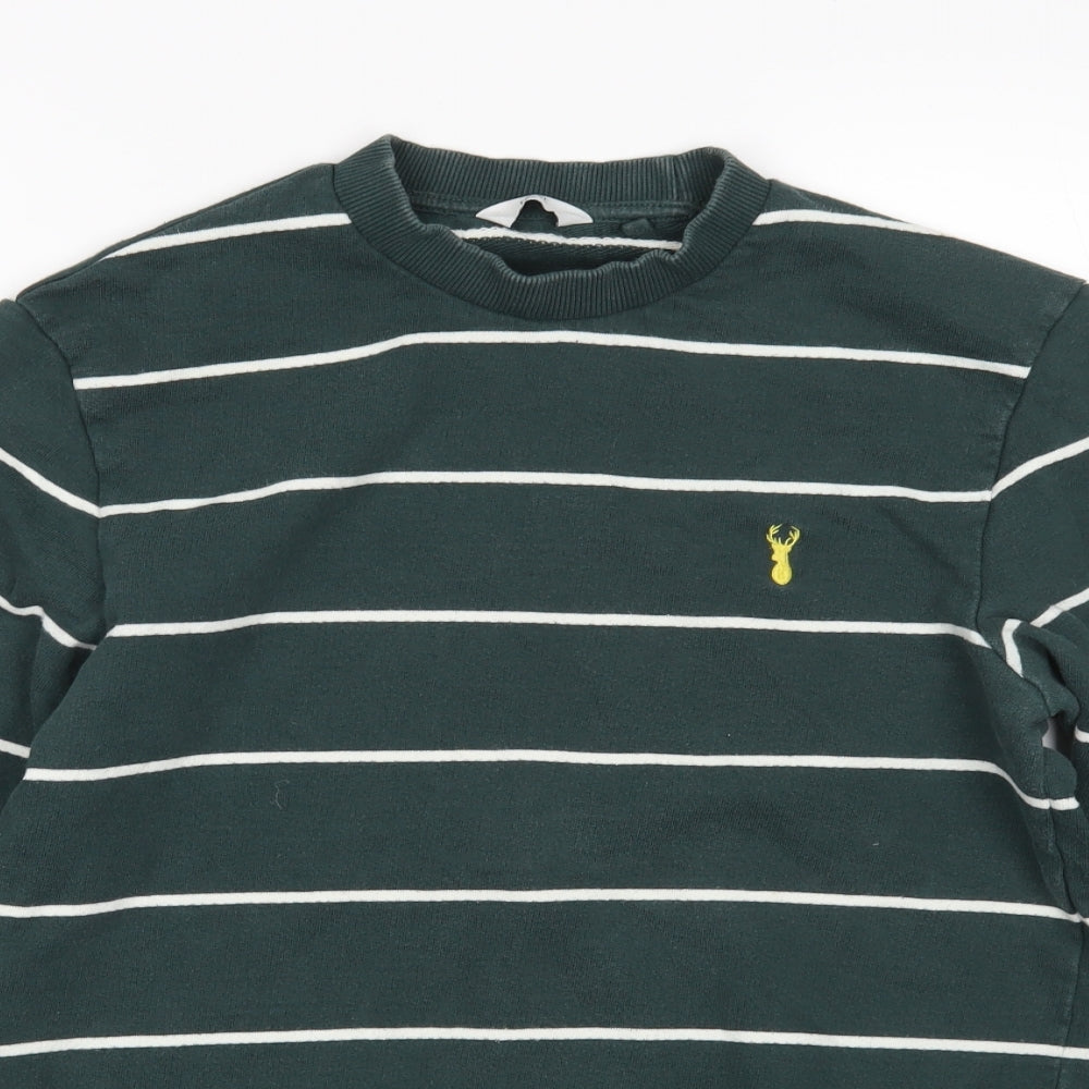 NEXT Mens Green Striped  Pullover Sweatshirt Size S