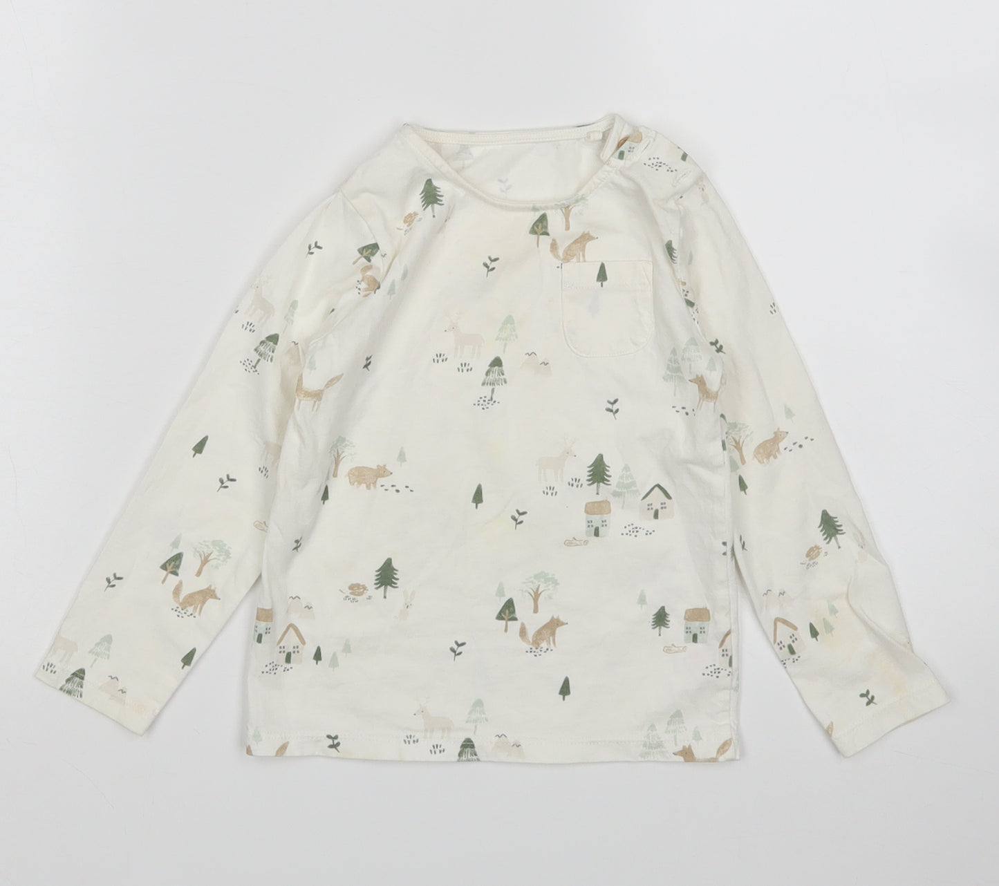 TU Boys White Floral  Basic T-Shirt Size 2-3 Years