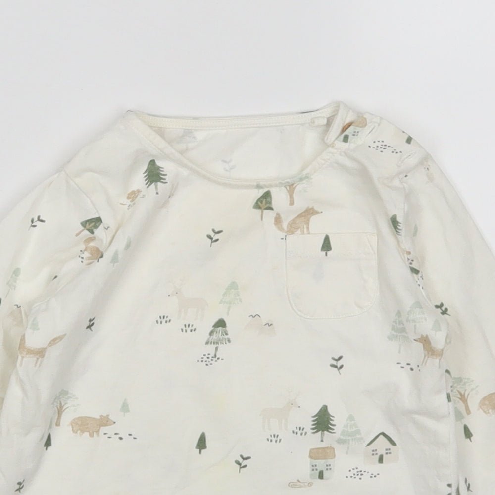 TU Boys White Floral  Basic T-Shirt Size 2-3 Years